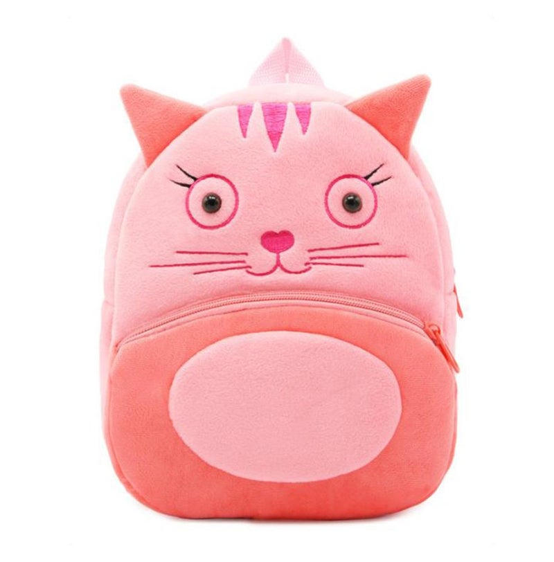NICE CHOICE Cute Toddler Backpack Toddler Bag Plush Animal Cartoon Mini Travel Bag for Baby Girl Boy 2-6 Years(Cat) - Image 1